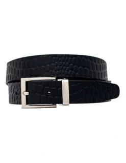 Black Genuine Italian Vegetable Tanned Leather Belt
