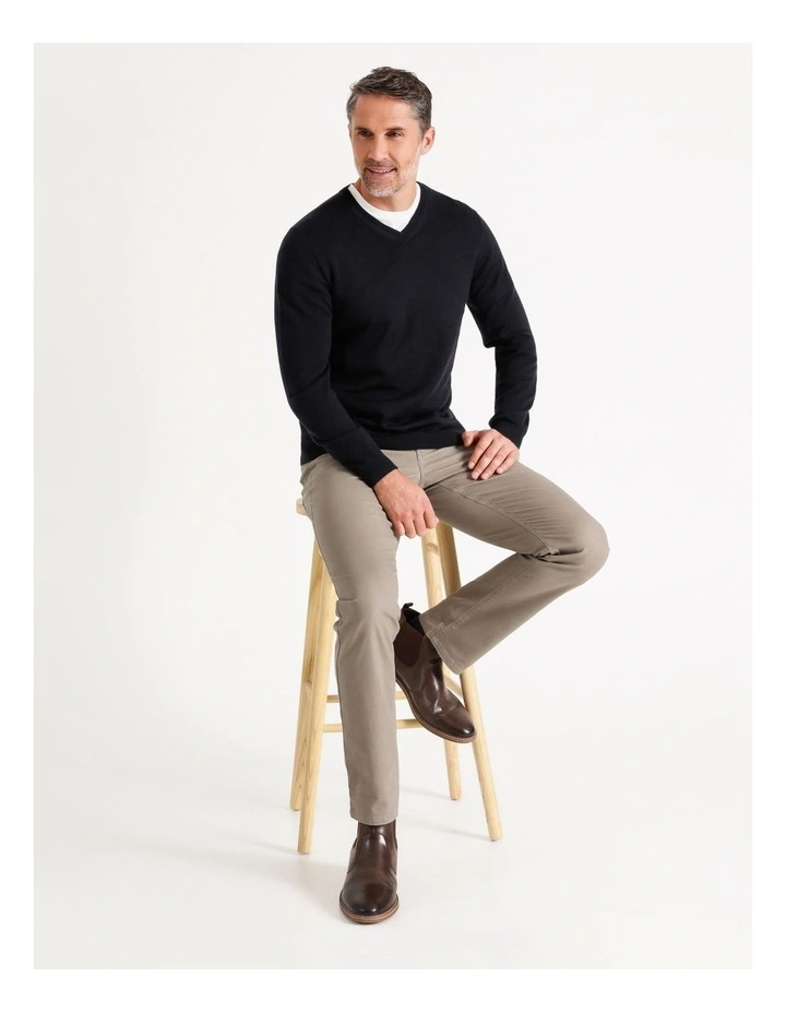 Australian Mero V-Neck Knit In Navy - Image 6