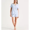 Chloe & Lola Bamboo Short Sleeve Short PJ Set In Blue