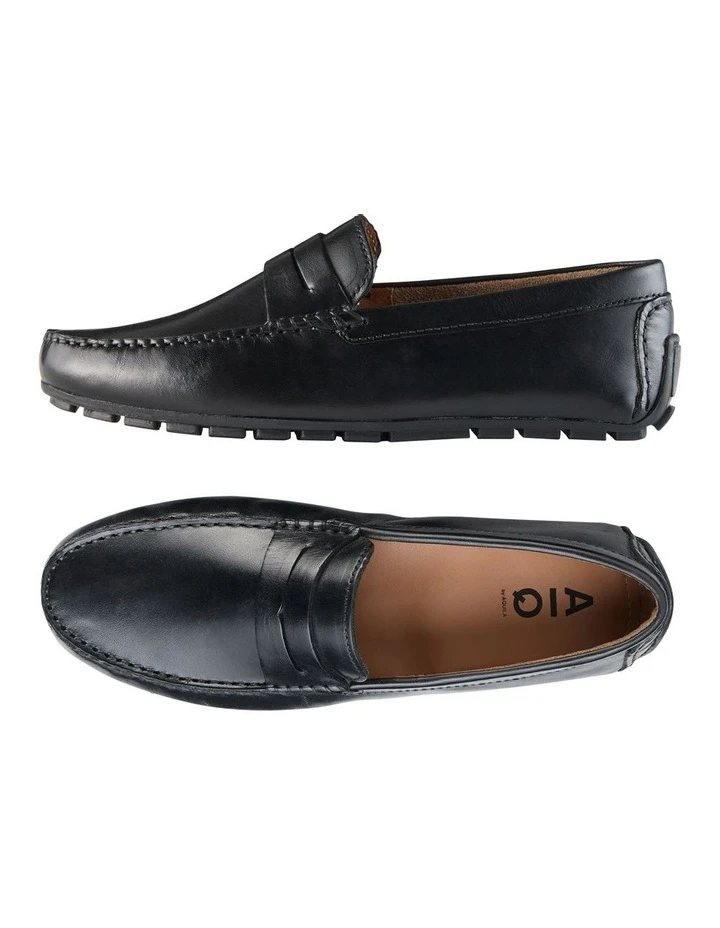 Conwell Leather Driving Shoes In Black - Image 2