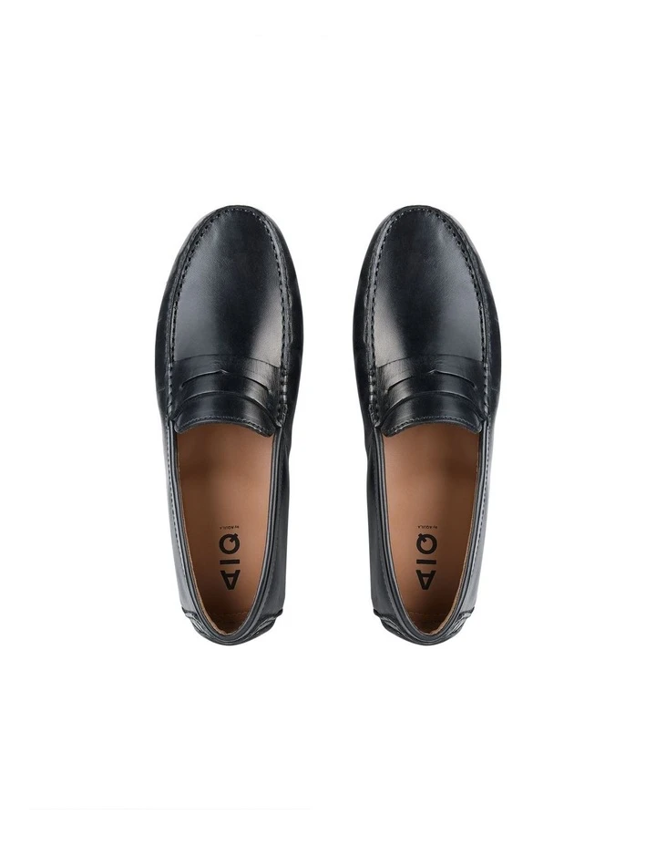 Conwell Leather Driving Shoes In Black - Image 3