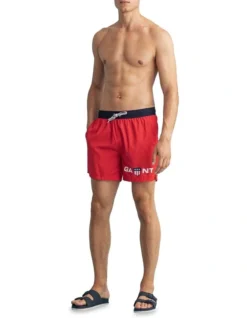 Gant Retro Shield Swim Short In Bright Red