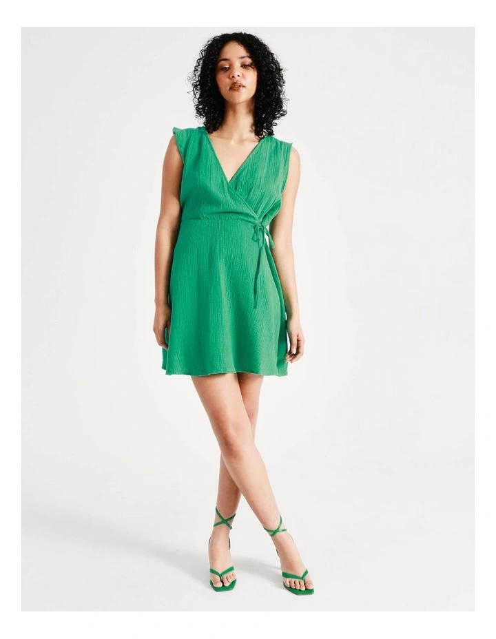 Vero Moda Natali Sleeveless Cotton Dress In Holly Green
