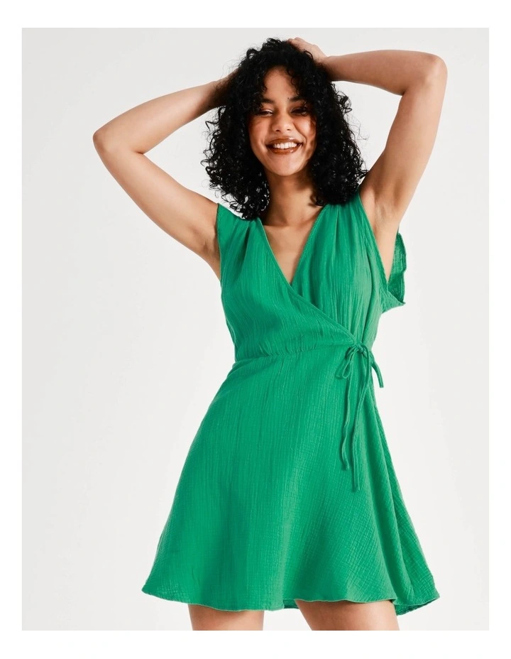Vero Moda Natali Sleeveless Cotton Dress In Holly Green - Image 2