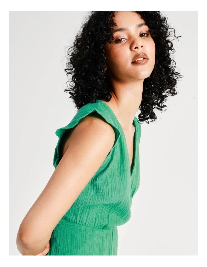 Vero Moda Natali Sleeveless Cotton Dress In Holly Green - Image 4