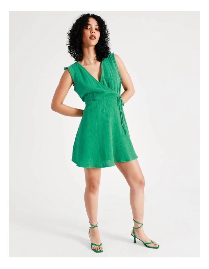 Vero Moda Natali Sleeveless Cotton Dress In Holly Green - Image 5