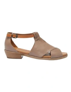 Laguna Sandals In Taupe/Cognac Leather