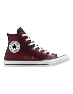 Converse CTAS Glitter Canvas Hi Top In Black Cherry