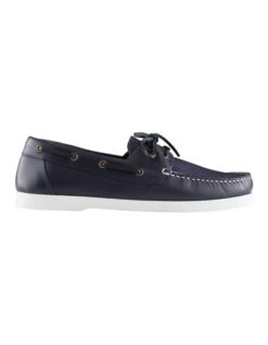 Hatch Leather Boat Shoes In Navy