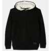 Knitted Sherpa Lined Zip Thru Jumper In Black