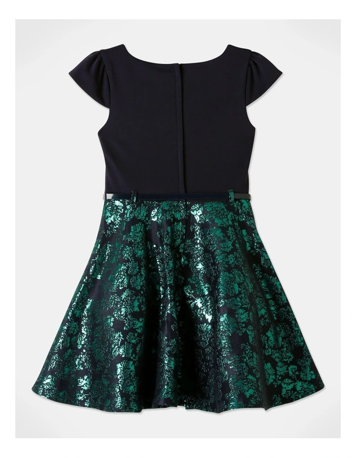 Grace Jacquard Skirt Dress (9-16) In Emerald - Image 4