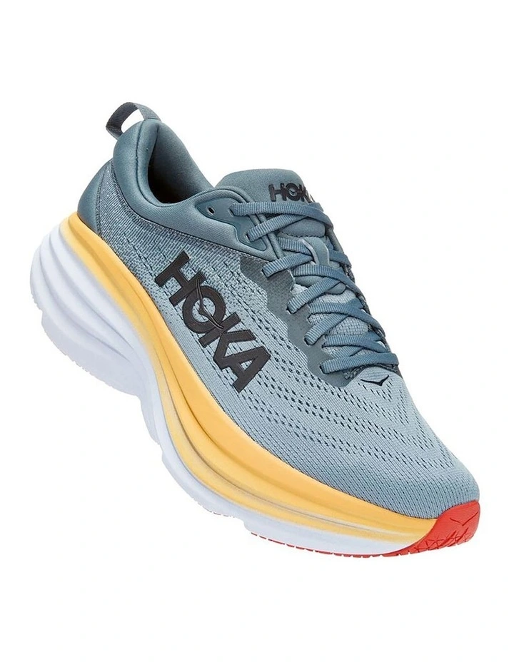 Hoka One One Bondi 8 Mens Running Shoes In Grey/Yellow - Image 2