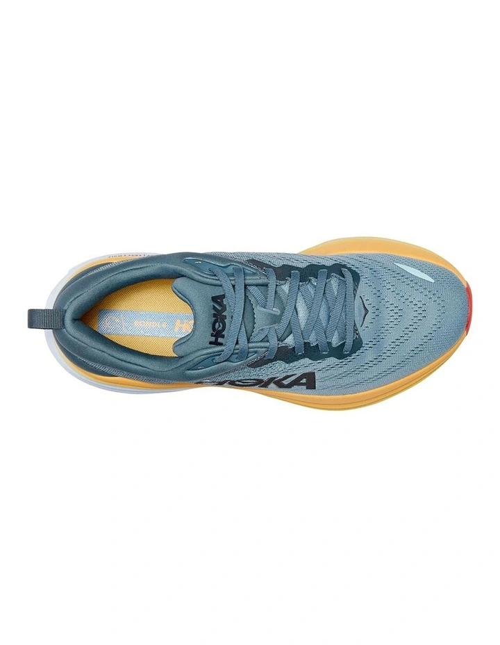 Hoka One One Bondi 8 Mens Running Shoes In Grey/Yellow - Image 3