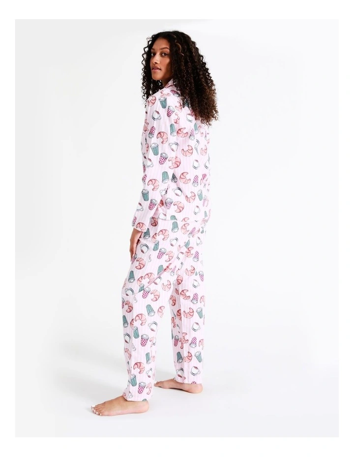SOHO Flannelette Pyjama Set In Coffee Croissant - Image 4