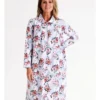 SOHO Timeless Flannelette Mid Length Nightie In Blue Roses