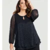 Lucia Shimmer Cocktail Blouse In Black