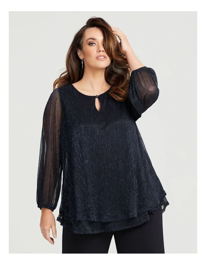Lucia Shimmer Cocktail Blouse In Black