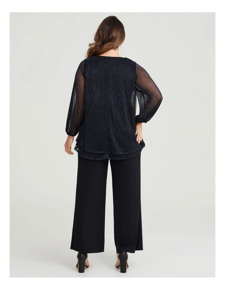 Lucia Shimmer Cocktail Blouse In Black - Image 2