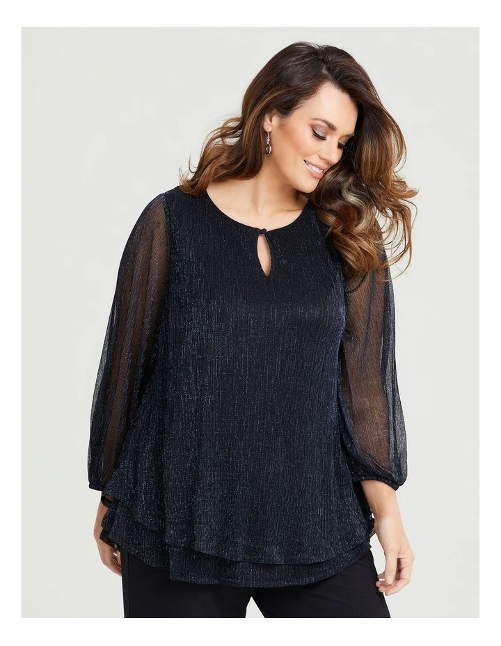 Lucia Shimmer Cocktail Blouse In Black - Image 3