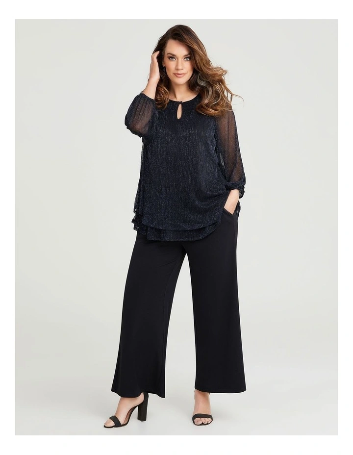 Lucia Shimmer Cocktail Blouse In Black - Image 4