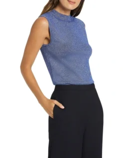 Galea Sleeveless Shimmer Knit In Cobalt