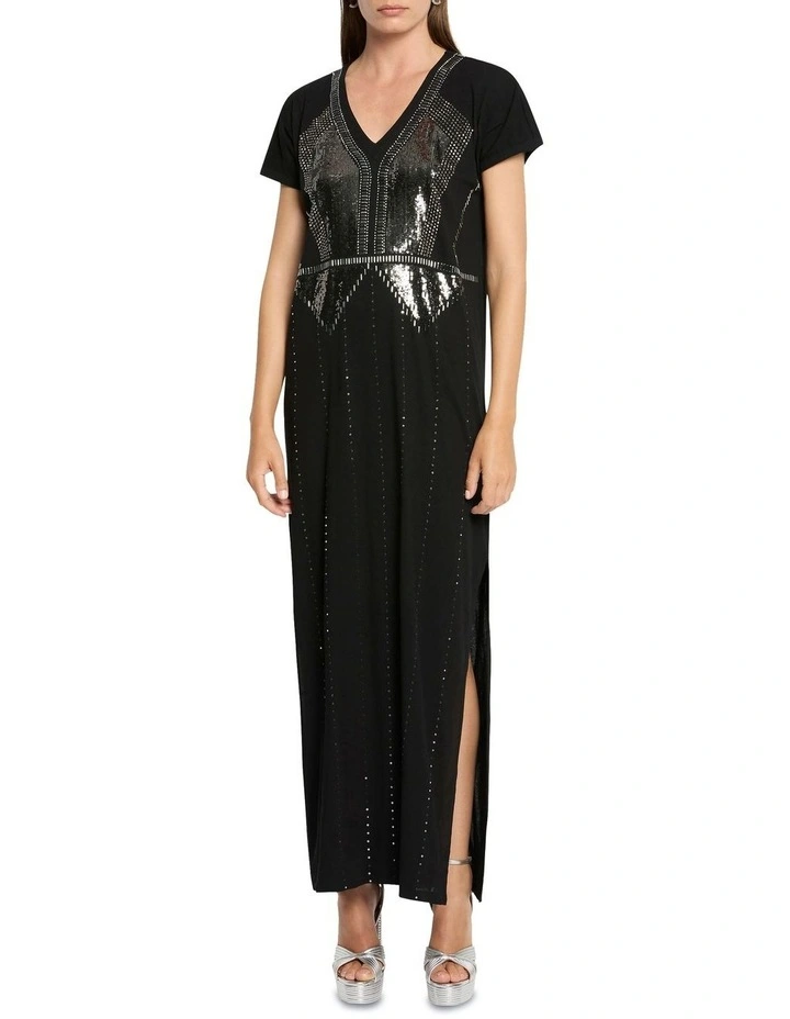 Crystal Garden Tee Dress In Black