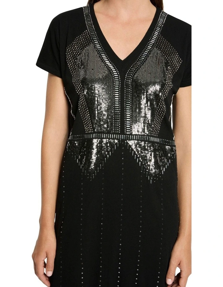 Crystal Garden Tee Dress In Black - Image 4