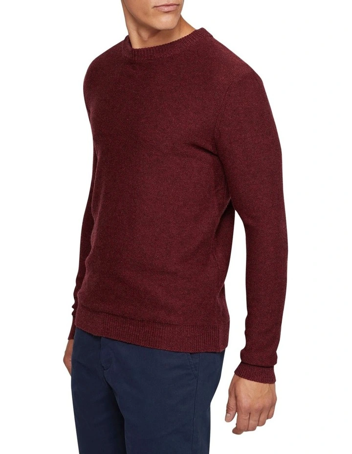Oxford Leon Crew Neck Wool Rich Pullover In Red - Image 2