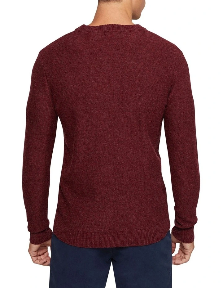 Oxford Leon Crew Neck Wool Rich Pullover In Red - Image 3