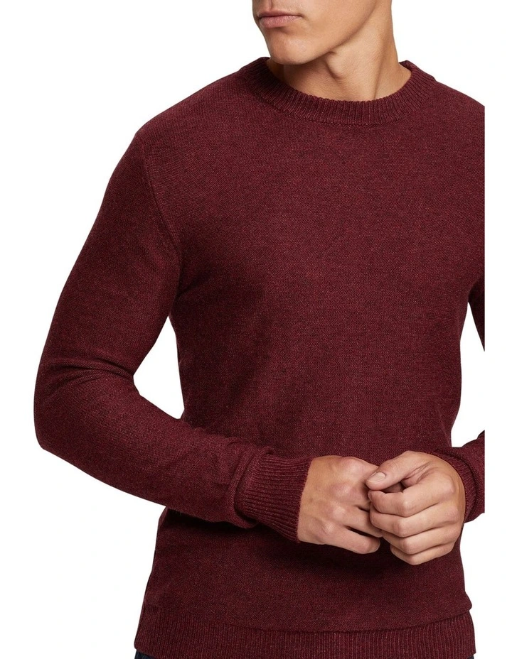 Oxford Leon Crew Neck Wool Rich Pullover In Red - Image 4