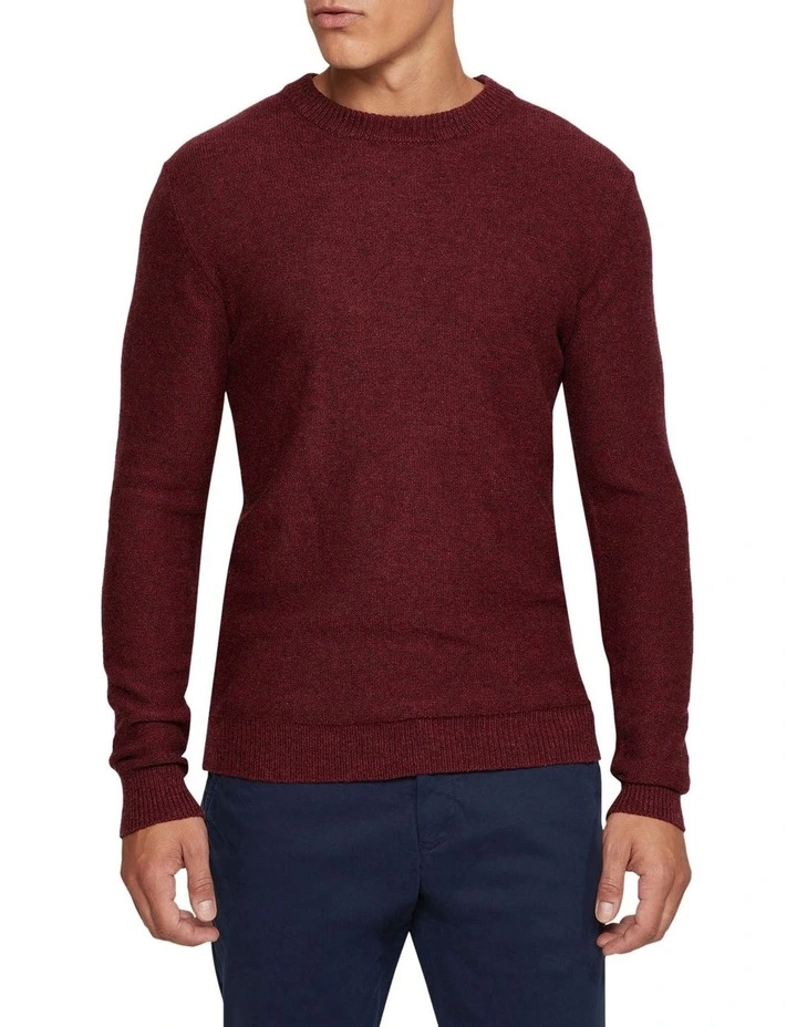 Oxford Leon Crew Neck Wool Rich Pullover In Red - Image 5