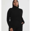 Wool Blend High Neck Knit In Black